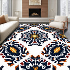 Navy Amber Sunburst Medallion Collage Rug