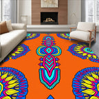 Vibrant Orange Mandala Medallion Fabric Rug