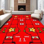 Red Geometric Star Robot Rug
