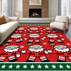 Jolly Red Santa Claus Snowflakes Rug