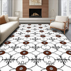 Brown Oval Black Continuous Line Rug