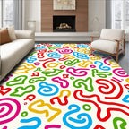 Retro Multi-Color Organic Swirl Rug