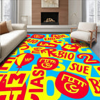 Retro Red Yellow Balloon Letters Rug