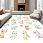 Playful Pastel Kitty Collage Rug