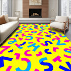Retro Memphis Geometric Alphabet Blend Rug