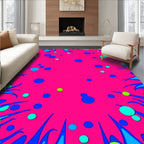 Vibrant Pink Teal Blue Circles Rug
