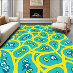 Yellow Blue Organic Letter Forms Rug