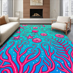 Vibrant Pink Coral Starfish Sea Garden Rug