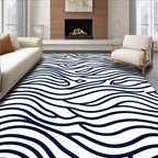Navy White Intertwined Flowing Lines Rug