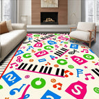 Retro Music Notes Keyboard Collage Rug