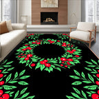 Bold Red Berry Garland Wreath Rug