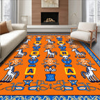 Orange Blue Whimsical Zebra Alphabet Rug