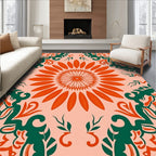 Coral Bloom Floral Medallion Rug