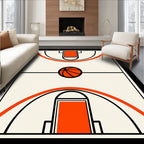 Orange Basketball Court Graphic Rug