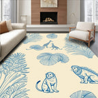 Exotic Giraffe Lion Jungle Foliage Rug