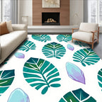 Emerald Teal Leafy Orchid Petal Rug