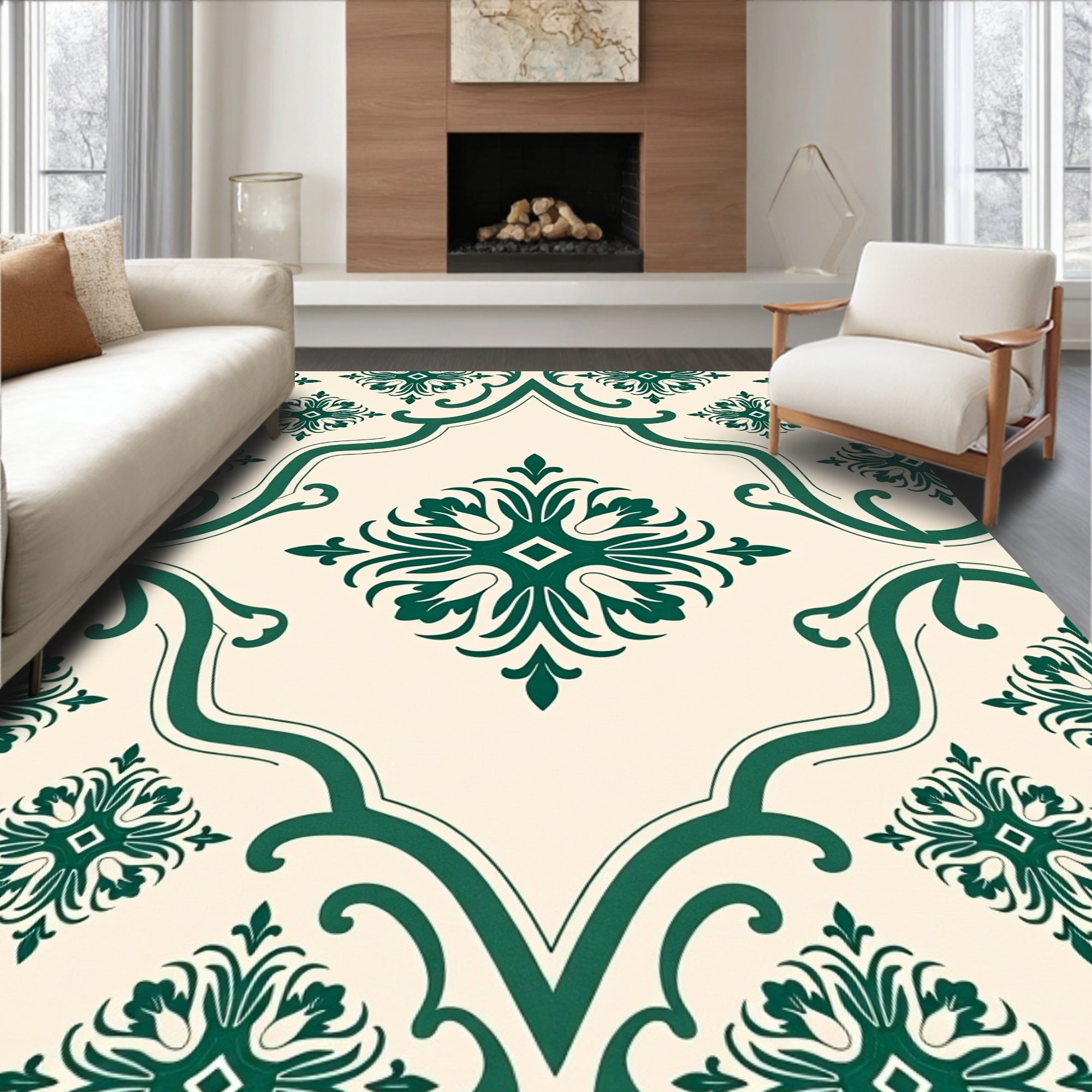 Classic Emerald Floral Arch Rug