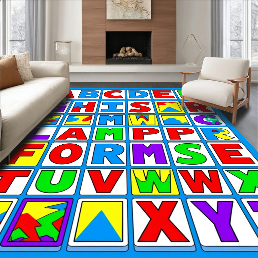 Playful Alphabet Blocks Collage Rug