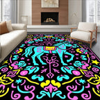 Vibrant Turquoise Horse With Neon Accents Rug