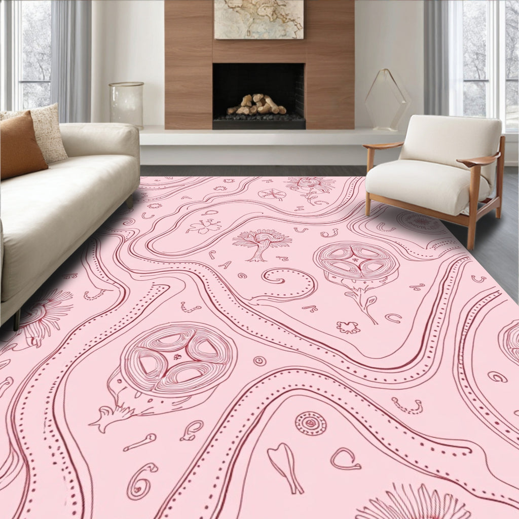 Mellow Pink Botanical Flow Rug