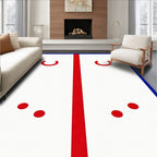 Red Horseshoe Blue Corner Geometric Rug