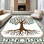 Brown Tree of Life Green Border Rug
