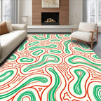 Groovy Red Green Organic Swirl Rug