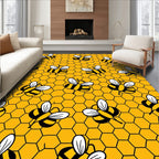 Yellow Honeycomb Bees Repeating Rug