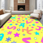 Whimsical Alphabet Stars Yellow Rug