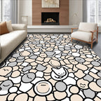 Cute Kawaii Cat Faces Scattered Elements Rug