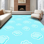 Playful Sky Blue Cloud Scatter Rug