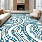 Deep Teal Swirl Fluid Contour Rug