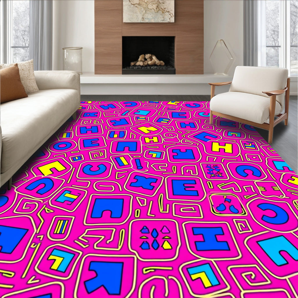 Vibrant Pink Alphabet Blocks Rug