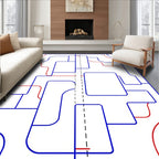 Abstract Blue Red Geometric Intersecting Lines Rug