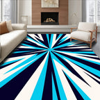 Bold Cyan Starburst Burst Rug