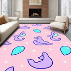 Whimsical Purple Stars Mint Droplets Rug