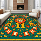 Crimson Lion Circus Banners Rug