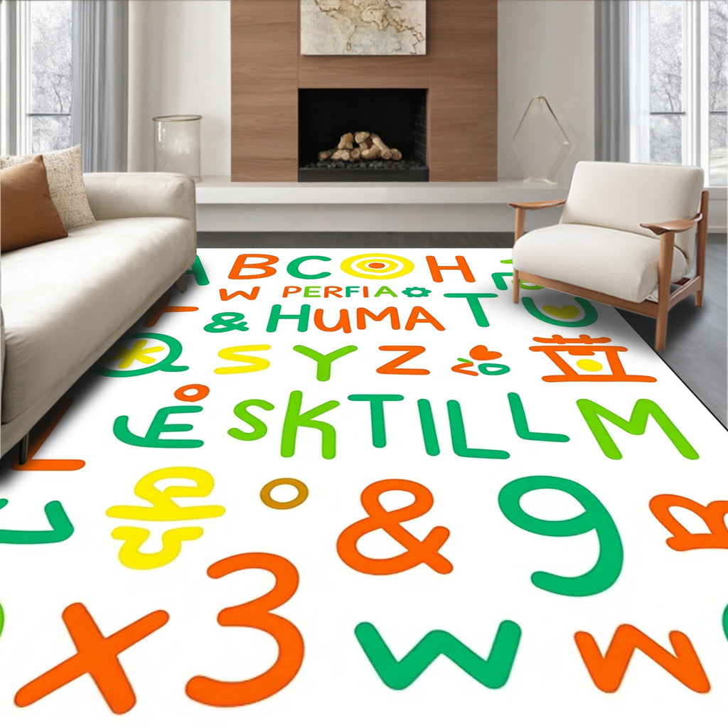 Colorful Alphabet Characters Collage Rug