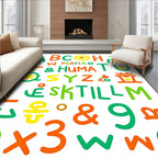 Colorful Alphabet Characters Collage Rug