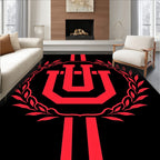 Bold Red Laurel Emblem Rug