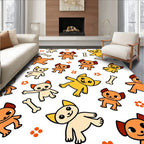 Whimsical Puppy Bone Playful Collage Rug