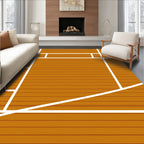 Warm Wood Grain Geometric Court Rug