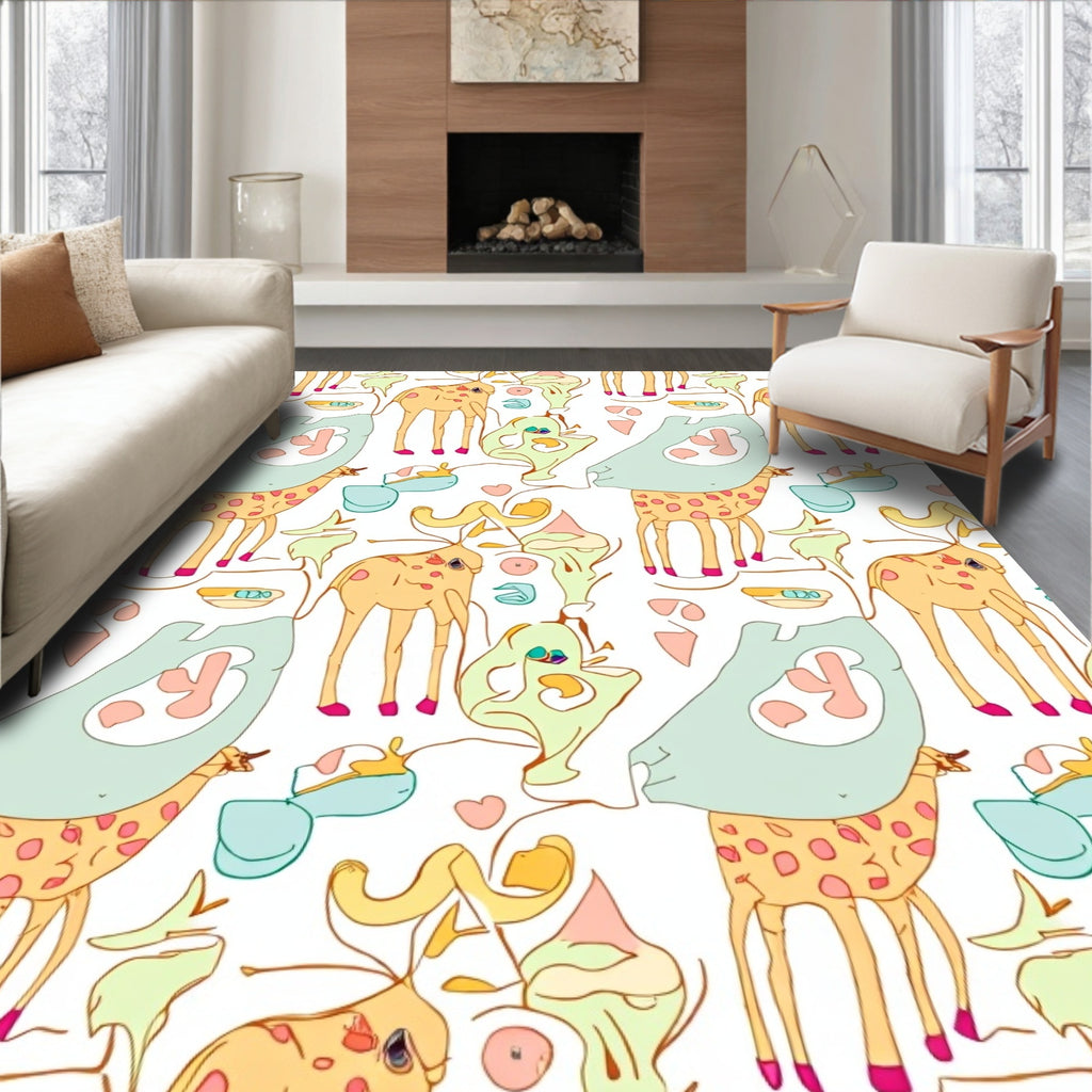 Pastel Giraffe Abstract Collage Rug