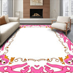 Pink Owl Floral Border Accent Rug