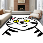 Playful White Cat With Yellow Eyes Rug