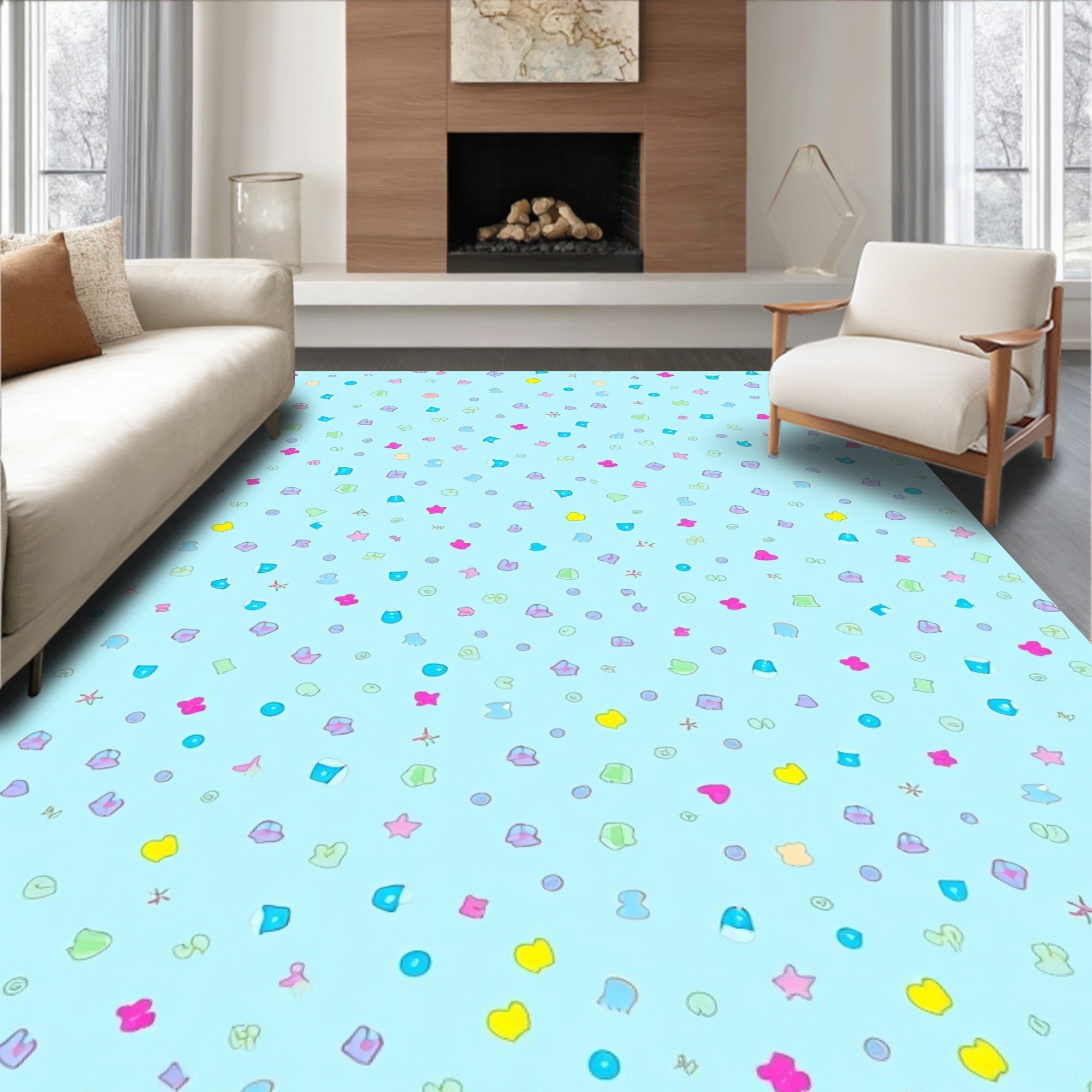 Cute Pastel Scatter Shapes Rug