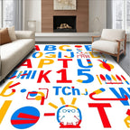 Red Blue Yellow Alphabet Collage Rug