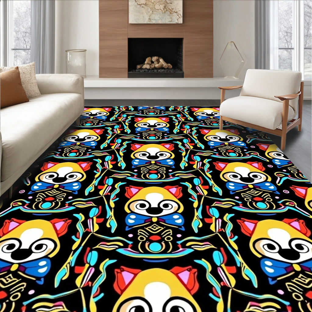 Whimsical Yellow Creature Bright Abstract Rug