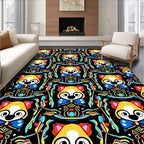 Whimsical Yellow Creature Bright Abstract Rug