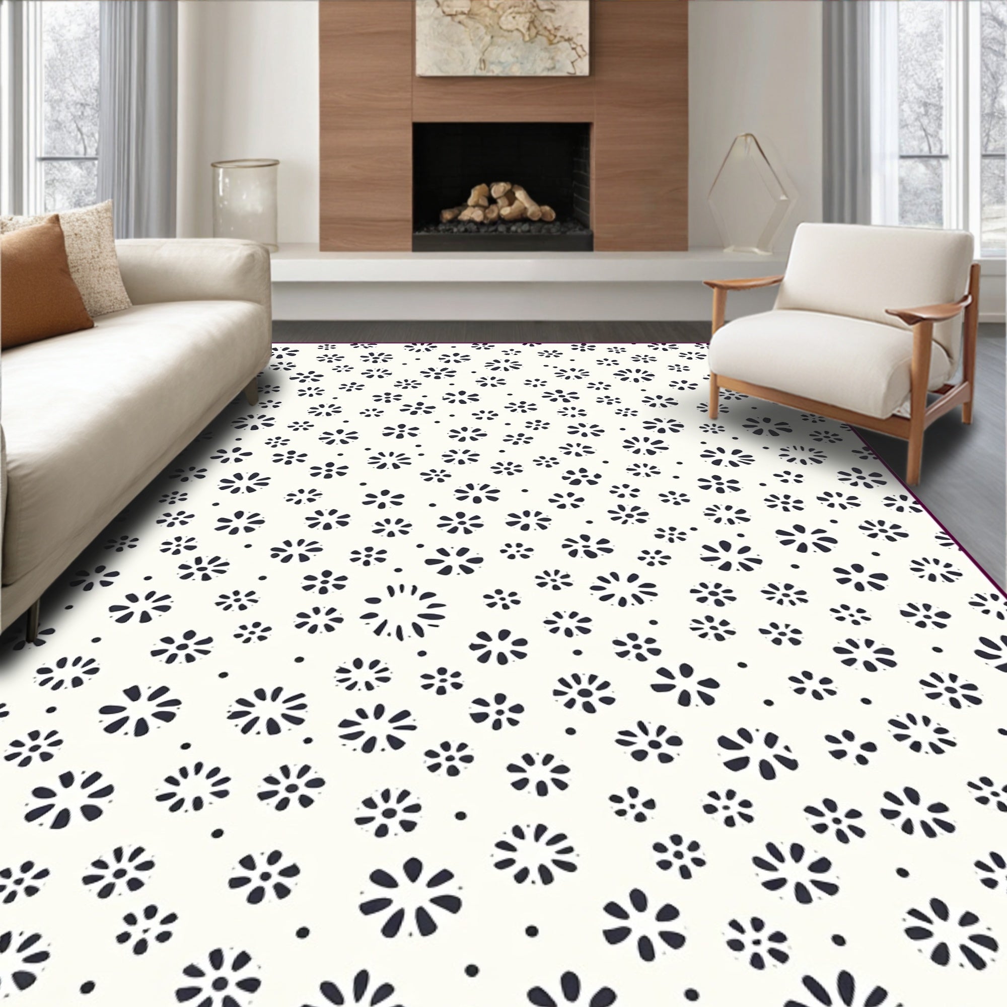 Whimsical Dark Floral Scatter Rug